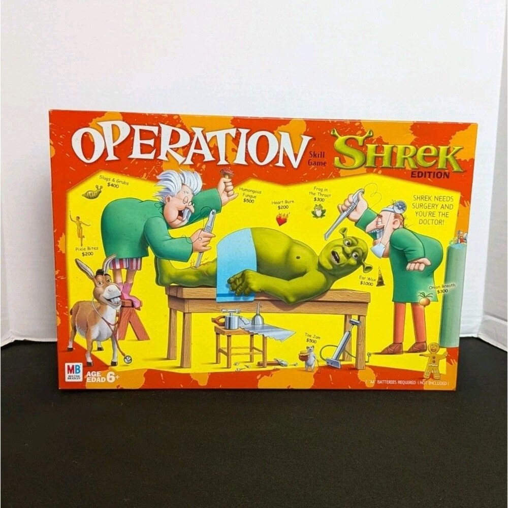 2004 Shrek Operation Game by Milton Bradley Complete and Working Good Condition